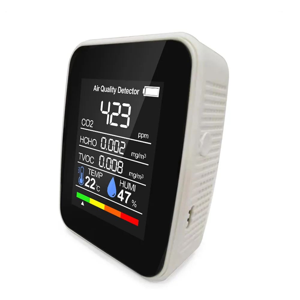 

Household Air Quality Detector 5 in 1 Multifunctional CO2 Tester Automatic Calibration Technology Intelligent Alarm Function