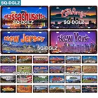 SQ-DGLZ Американский город номерной знак металлический знак винтаж Жестяная Табличка с надписью декор стен для бара паба тарелка крафт кантри постер