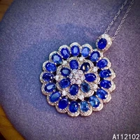 kjjeaxcmy fine jewelry 925 sterling silver inlaid natural sapphire luxury girl new pendant necklace support test chinese style
