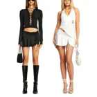 Женская короткая юбка с рюшами, Однотонная юбка на завязках спереди, для свиданий и покупок, лето 2021