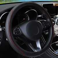 universal car steering wheel cover pu leather black red cover for steering wheel breathable good grip red stitches car accessory