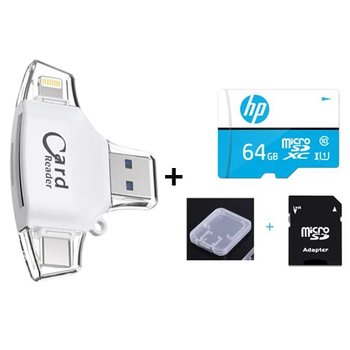 Supersonic 4 в 1 Micro SD кард-ридер для iPhone iPad/Android/Macbook tf карта адаптер с Micro usb type C игровая камера просмотра - Цвет: white n 64GB TF
