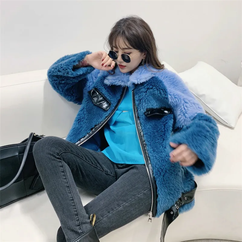 Женское пальто с натуральным мехом 100% шерстяная куртка осенне-зимнее женская