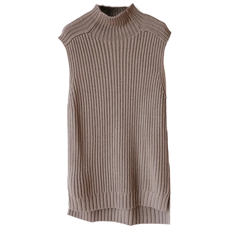 Осень 2019 кашемировый свитер жилет для женщин без рукавов с круглым вырезом