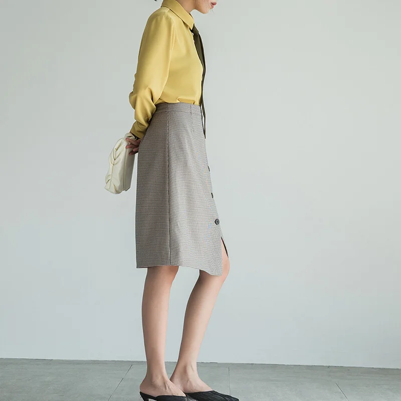 Женская шифоновая блузка с длинным рукавом желтая винтажная рубашка и