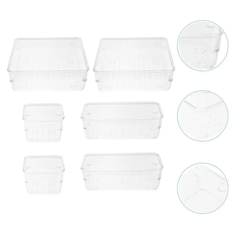 

6pcs Plastic Stackable Beauty Products Organizers for Vanity and Desk Drawer