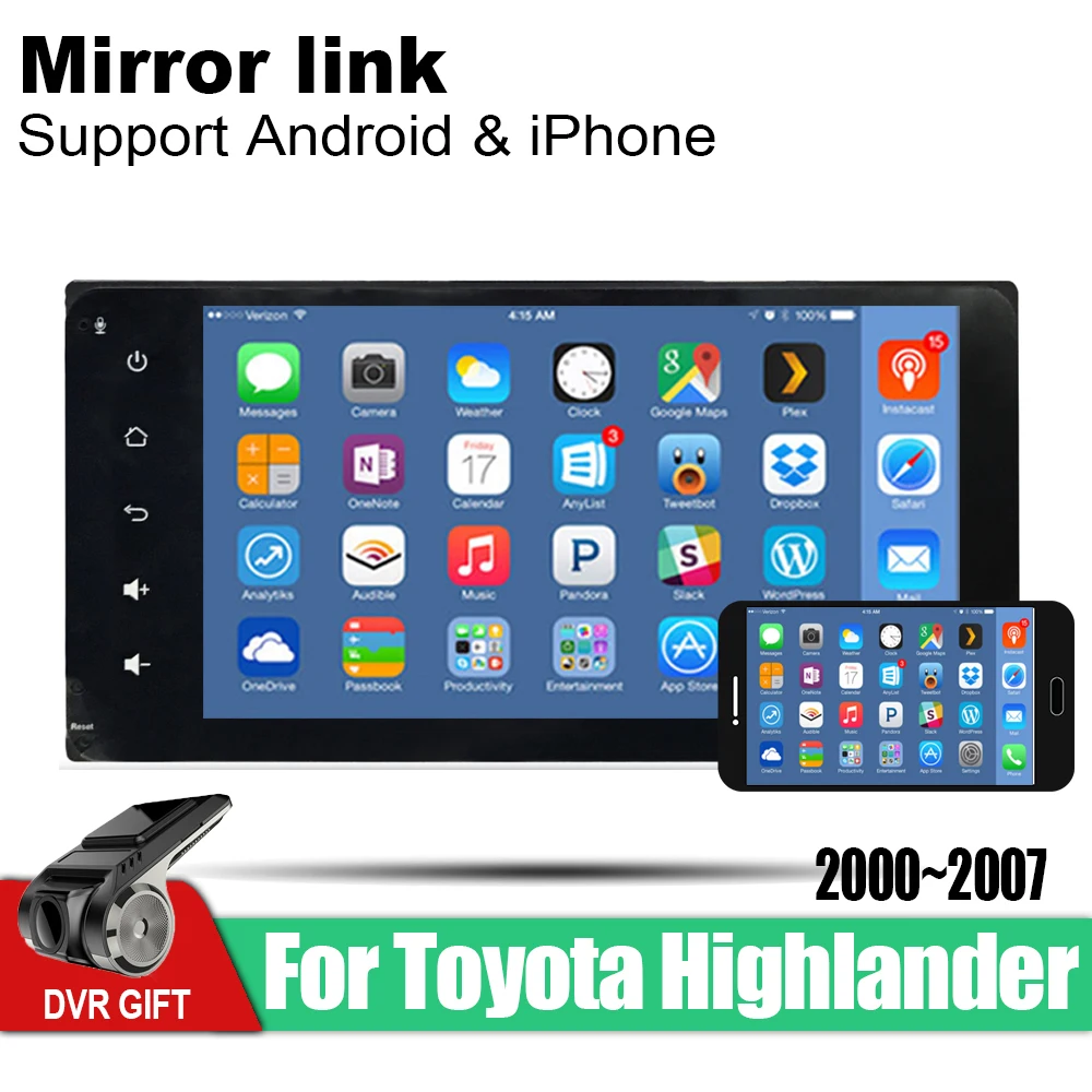 Автомобильная Мультимедийная система ZaiXi 2 din GPS навигация для Toyota Highlander Kluger 2000 ~ 2007