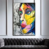 abstract women art canvas painting line graffiti magazine style poster and prints wall art cuadros picture home decor unframed