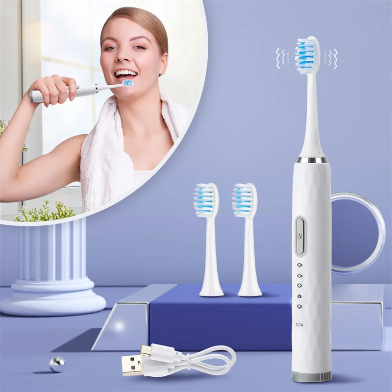 

5 files 3 brush head electric toothbrush rechargeable automatic soft toothbrush waterproof electric toothbrush adult