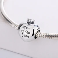 fashion bangle 925 sterling silver mum of the year heart crown pendant charm bracelet diy jewelry making for pandora