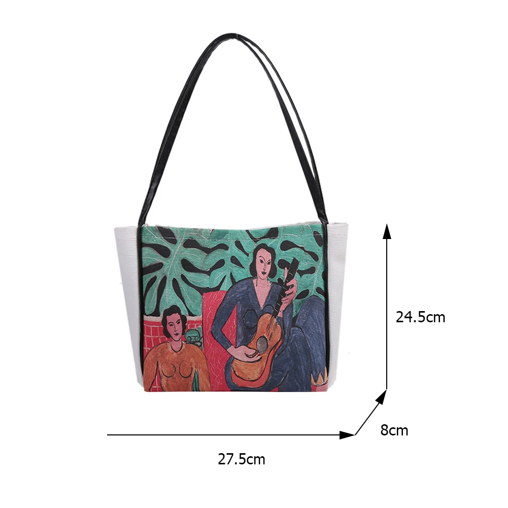 

2021 Canvas Oil Painting Shoulder Bags For Women Casual Large Capacity Tote Bags Female Eco Friendly Shopping Bag Travel Bag