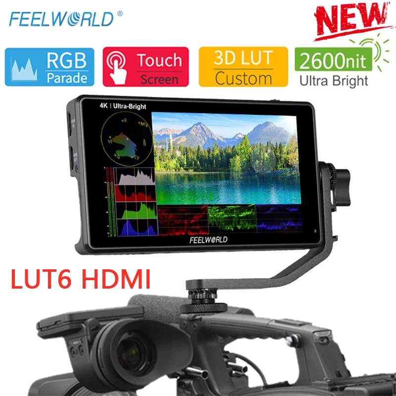 Kaufen FEELWORLD LUT6 6 Zoll IPS 2600nits 3D LUT HDR Touchscreen Kamera Feld Monitor Mit Wellenform Vector Umfang Für DSLR Kameras