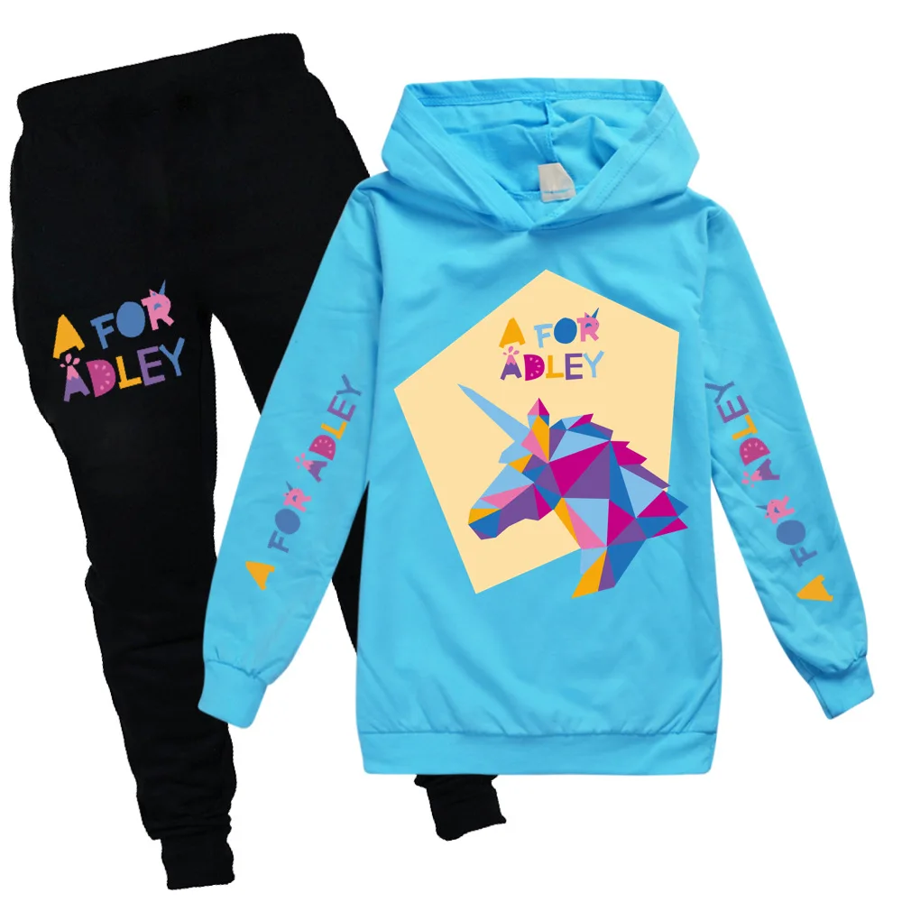 New Cartoon A for Adley Clothes Kids Spring Autumn Hoodie Sweater+trousers 2pcs Suit Baby Girl Clothing Sets Boys Sportsuits
