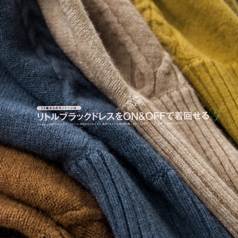 Кашемировый свитер с высоким воротником женский свободный Удлиненный в