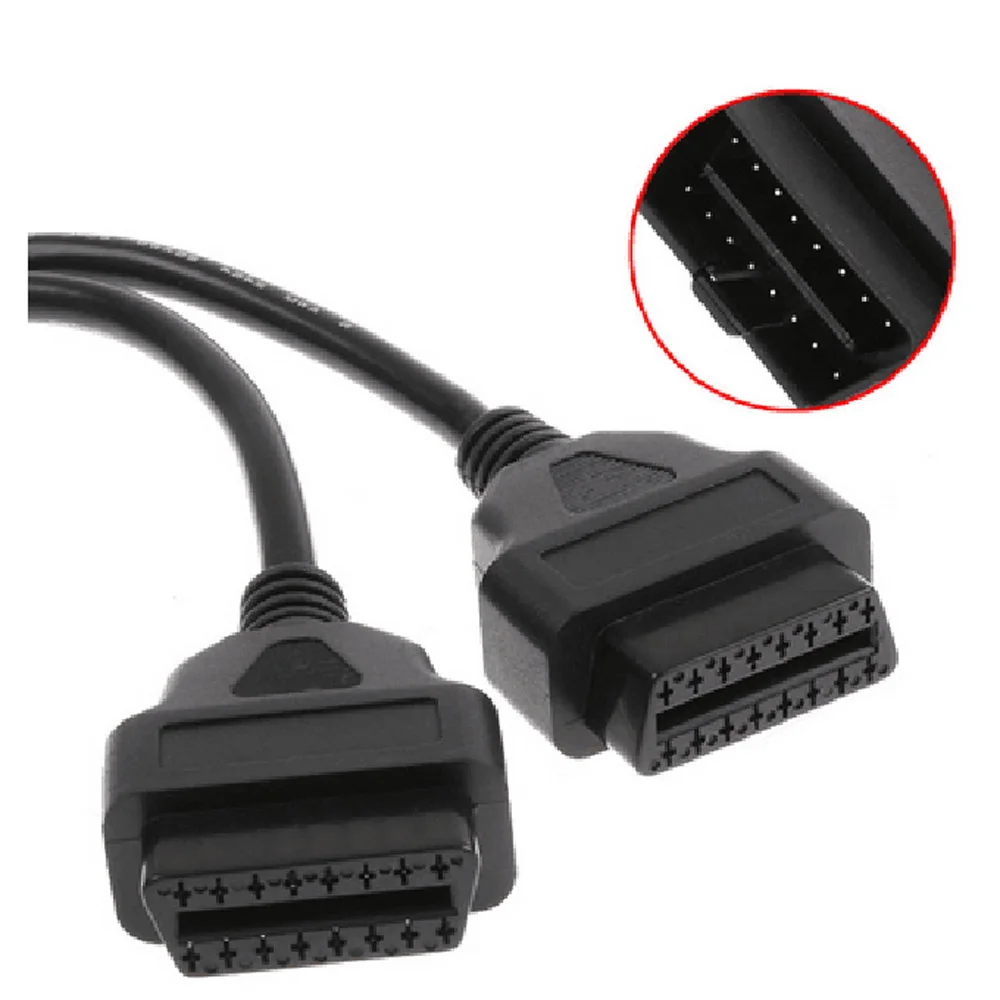 Плоский + тонкий круглый провод OBDII OBD 2 OBD2 16 Pin ELM327 штекер-двойной гнездо Y-образный