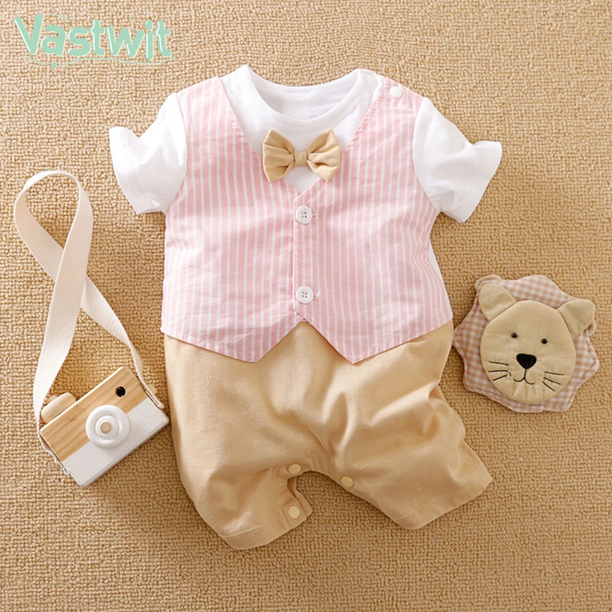 

Летний для новорожденных футболка с короткими рукавами костюм для джентльмена, комбинезон на возраст от 0 до 24 мес., футболки для маленьких м...