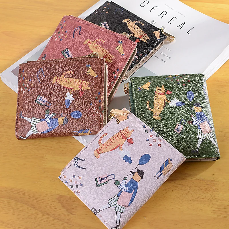 Fashion Designer Women Heart Zipper Short Wallet PU Cartoon Fold Bank Credit Card Photo Boys Girls Purse Wallets | Багаж и сумки