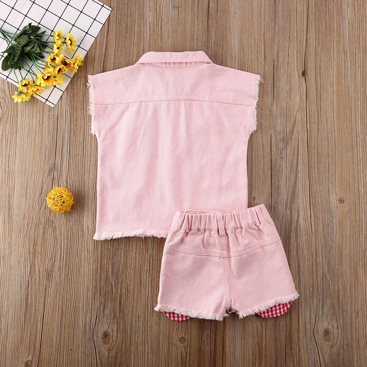 Эксклюзивная детская одежда из 2 предметов джинсовая для маленьких девочек жилет