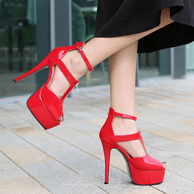

2021 New Women's Nightclub Pole Dance Sexy Stiletto High Heels Ladies Open Toe Platform Sandals Female Large Size Women's Shoes