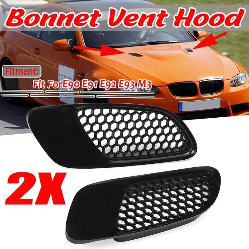 

2Pcs Front Hood Air Scoop Bonnet Vent Louver for-BMW E90 E91 E92 E93 M3