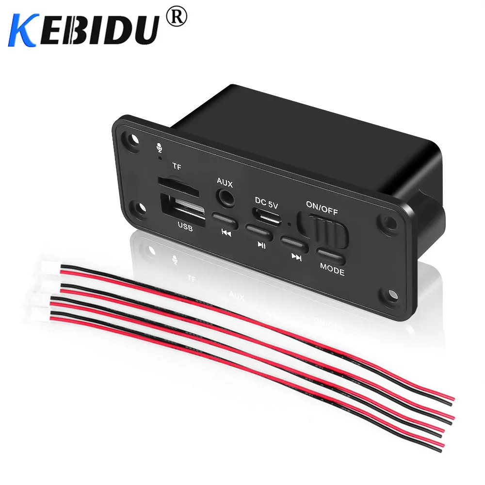 Kebidu DC 5 в Bluetooth 5,0 MP3 плеер декодер доска 2x3 Вт динамик автомобильный модуль fm-радио TF USB AUX аудио для автомобиля громкой связи новейший