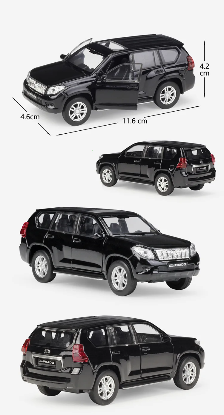 1:36 модель внедорожника из сплава Toyota Prado, имитация литья под давлением, детская Игрушечная модель автомобиля