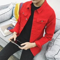 wholesale 2021 spring autumn black white green red streetwear male slim retro denim clothes mens youth casual boy jacket