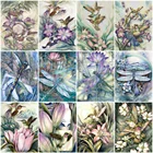Мозаика из страз MomoArt сделай сам, картина из квадратных страз с изображением птиц, животных, стрекозы, вышивка крестиком, Цветочный декор для стен