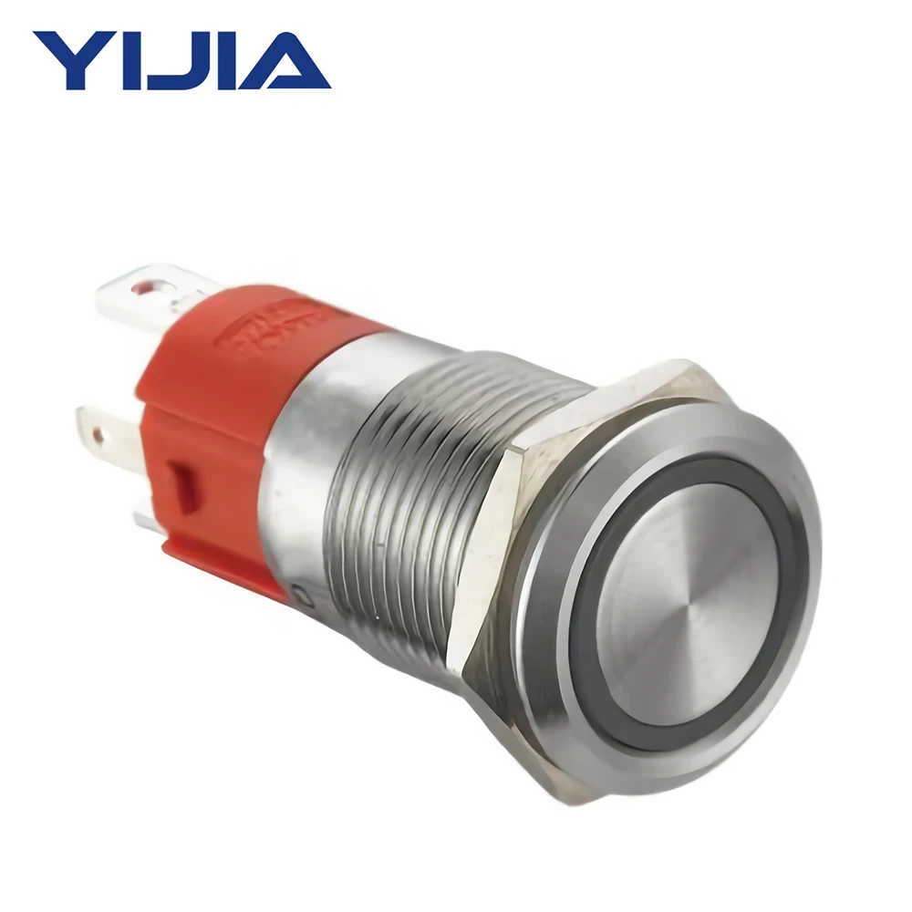 

10 А, 1НО, 19 мм, плоская крышка, кнопочный переключатель с фиксацией, 12 В, светодиодный, водонепроницаемый, из нержавеющей стали, круглый, самоблокирующийся GQ19AF-10EZ/S