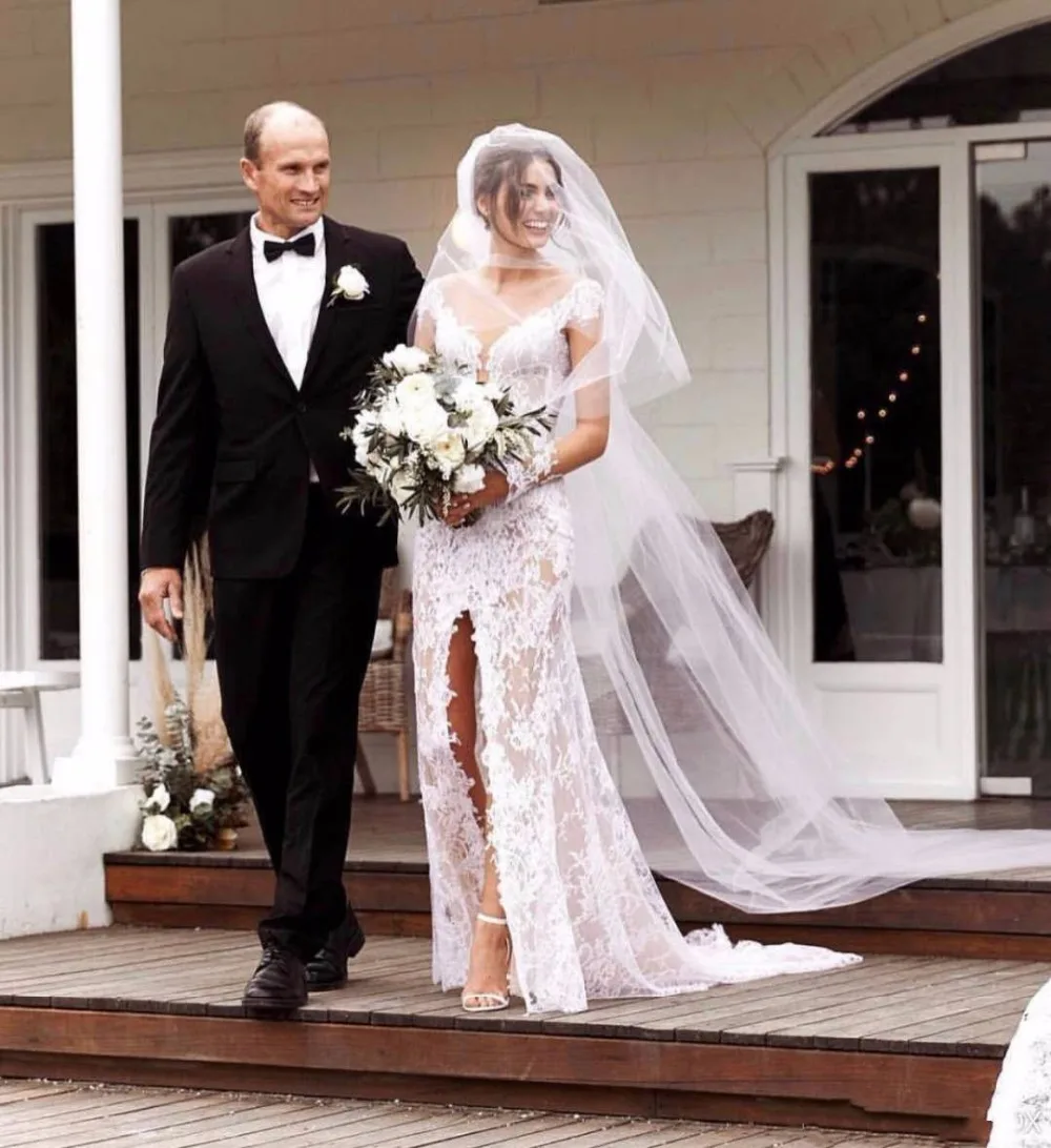 Кружевное свадебное платье-русалка в стиле бохо привлекательное кружевное