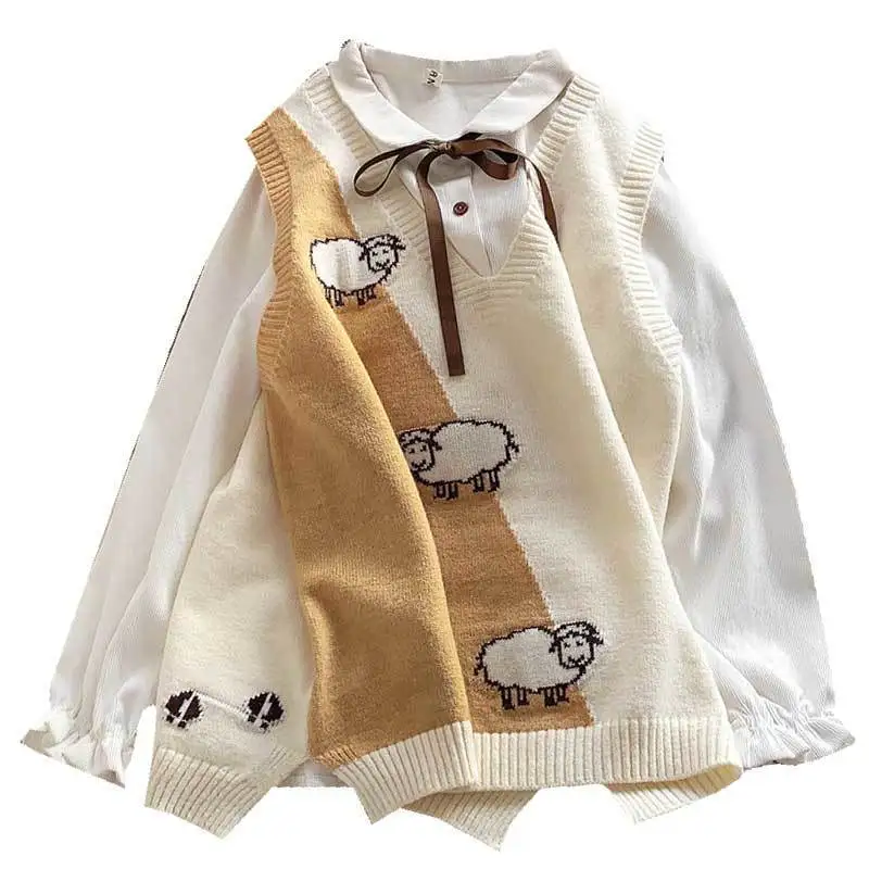 

Women's spring and autumn new style college style knitted vest casual fashion cotton