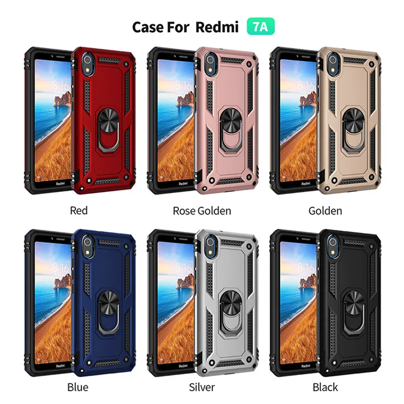 

For Xiaomi Redmi 7 A Case Luxury Armor Magnetic Silicone Phone Case For Xiaomi Redmi 7 Pro 7 A Car Silicone Ring Holder