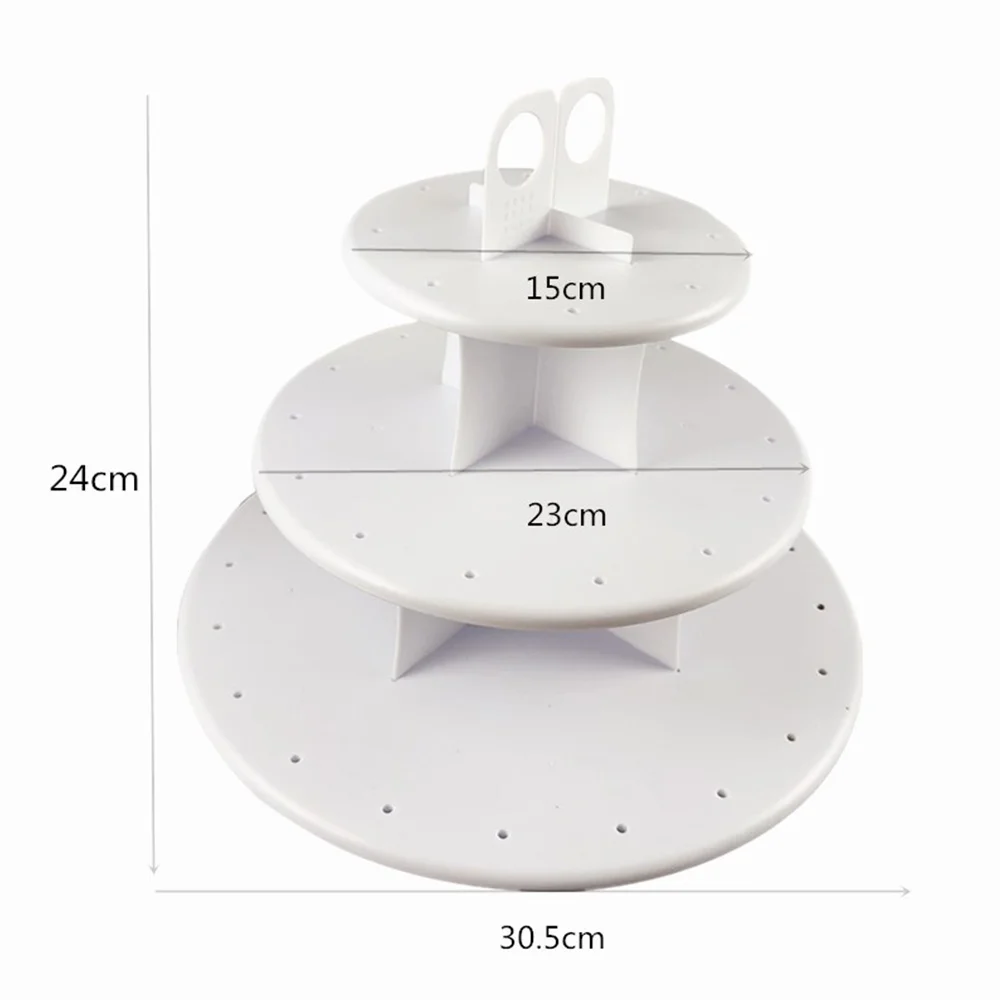 

1 Set White Lollipop And Cake Display Stand Holder Solid Plastic Portable