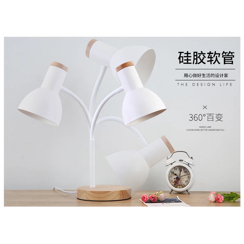 Скандинавская деревянная настольная лампа для учебы светодиодный светильник