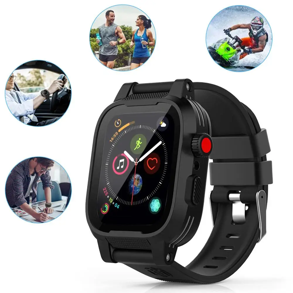 Водонепроницаемый чехол SHELLBOX для Apple Watch 5 4 серии iWatch 44 мм силиконовый ремешок 40