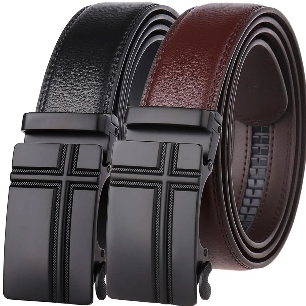 2019 Men's Genuine Leather Belt Automatic Buckle Waist Strap for Business Male Cintos High Quality Cowhide Men Belts