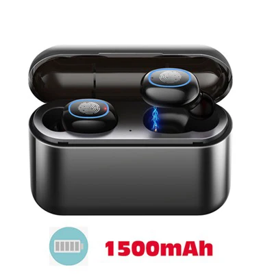 TWS 5,0 bluetooth беспроводные наушники A2 в ухо наушники Беспроводная гарнитура Водонепроницаемый с микрофоном громкой связи Наушники для телефонов - Цвет: Black 1500mAh