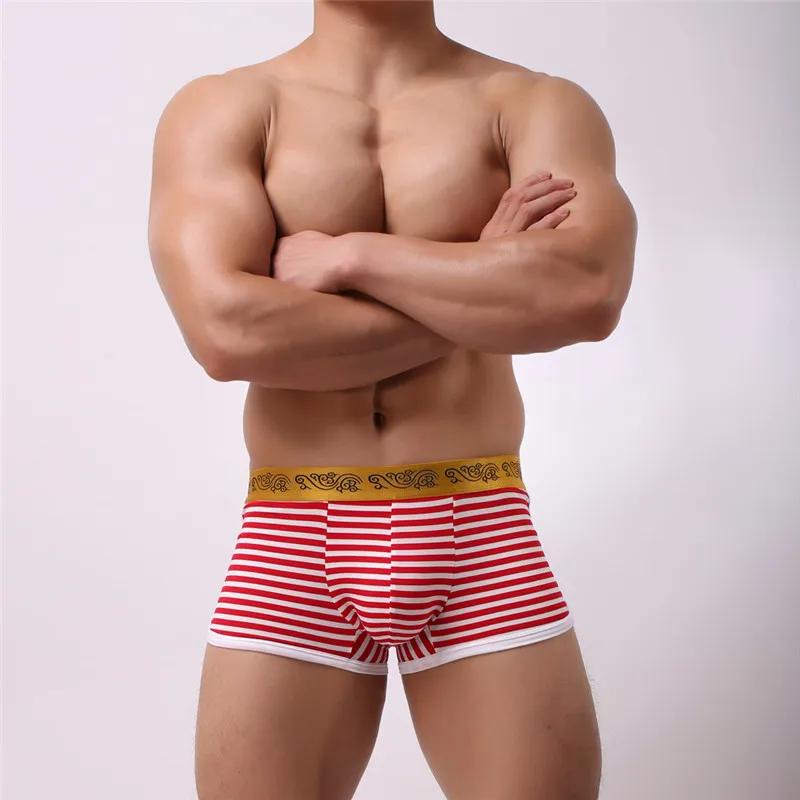 Мужские шорты трусы боксеры с низкой талией нижнее белье в полоску ягодицы hombre