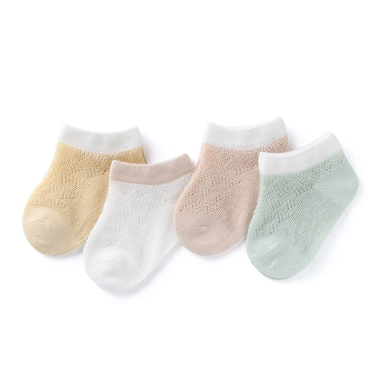 Baby Lotus High Quality 4 Pairs Patchwork Mesh Breathable Socks Newborn Birthday Presents Kids Short Cotton |