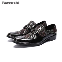 batzuzhi men shoes pointed toe with metal cap black colorful formal business leather shoes men zapatos hombre big sizes us6 12