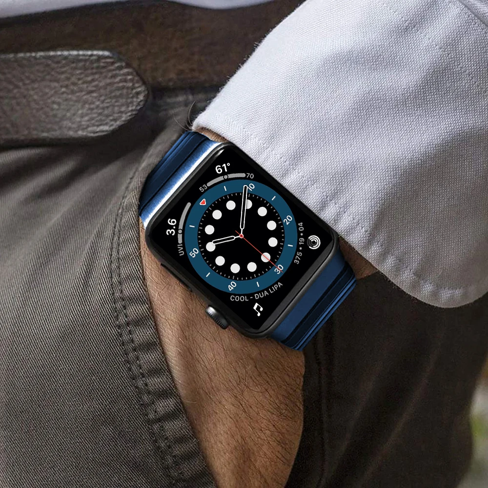 Браслет из нержавеющей стали для apple watch 6 серия 7 5 4 se 44 мм 40 синий | Наручные часы