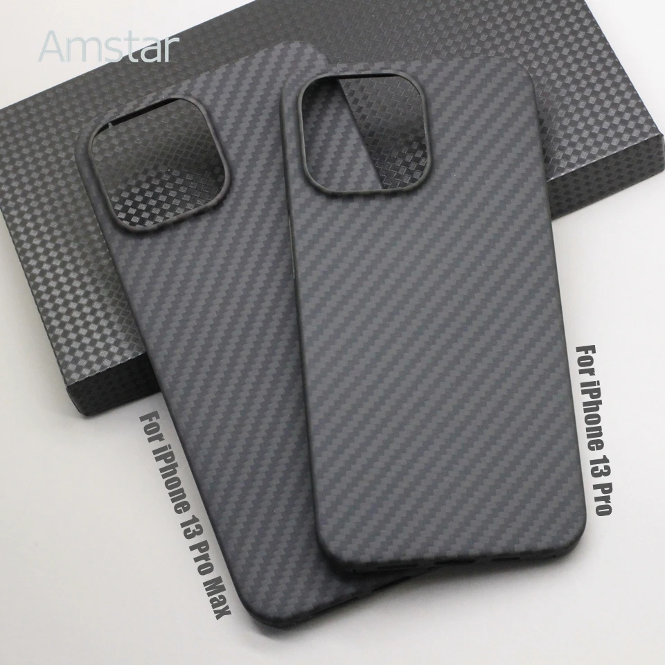 Защитный чехол Amstar из чистого углеродного волокна для iPhone 14 13 Pro Max Mini Plus