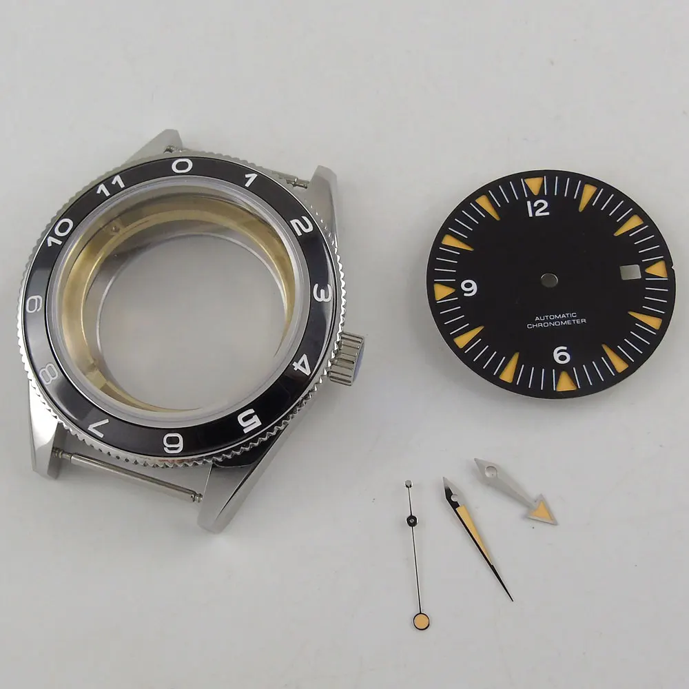 

41mm Watch Case Hands Dial Spare Parts Fit For Miyota 8215 821A 8205 ETA 2824 2836 Sapphire Glass Ceramic Bezel Insert