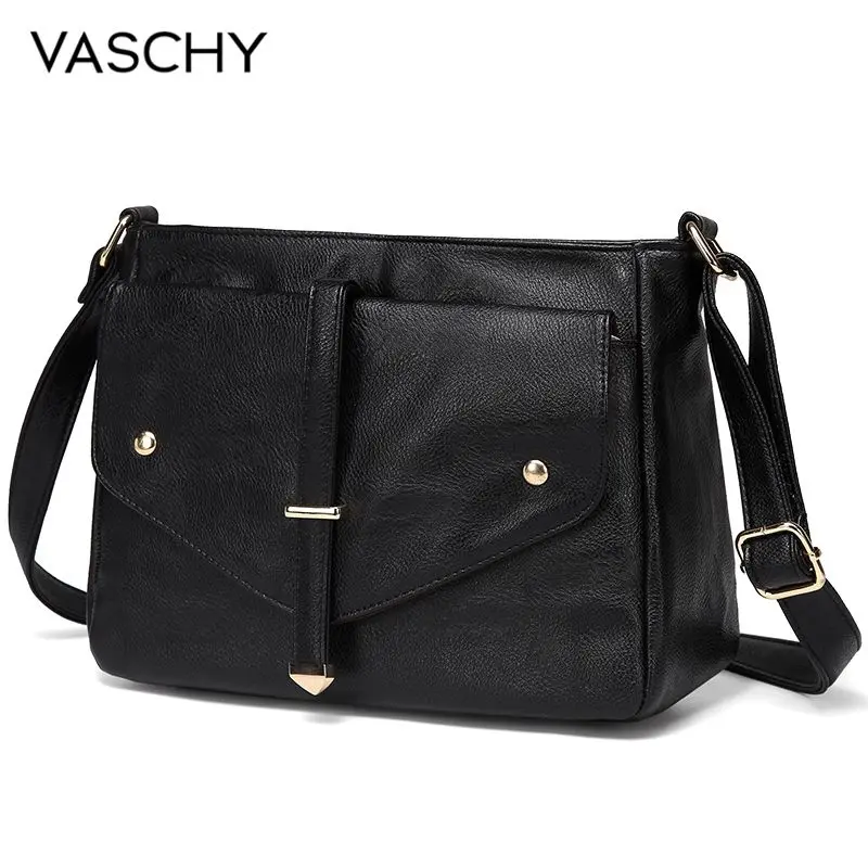 VASCHY Women Crossbody Bags Sac Casual Ladies Shoulder Messenger Bag Vegan Soft Leather Girls Female Purse Fashion Handbags