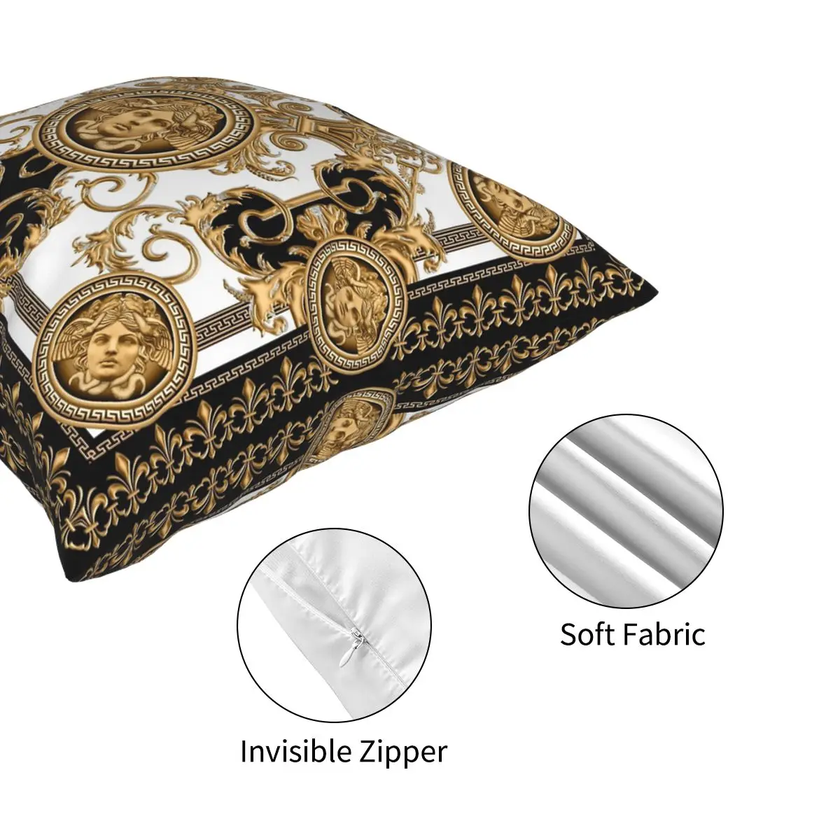 

Luxury Baroque With Medusa Head Pillowcase Polyester Pattern Zipper Decorative for Home Cushion Cover 45*45cm