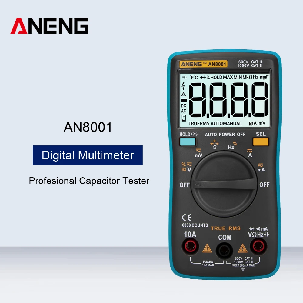 Портативный цифровой мультиметр ANENG AN8001 с ЖК дисплеем Автоматический диапазон