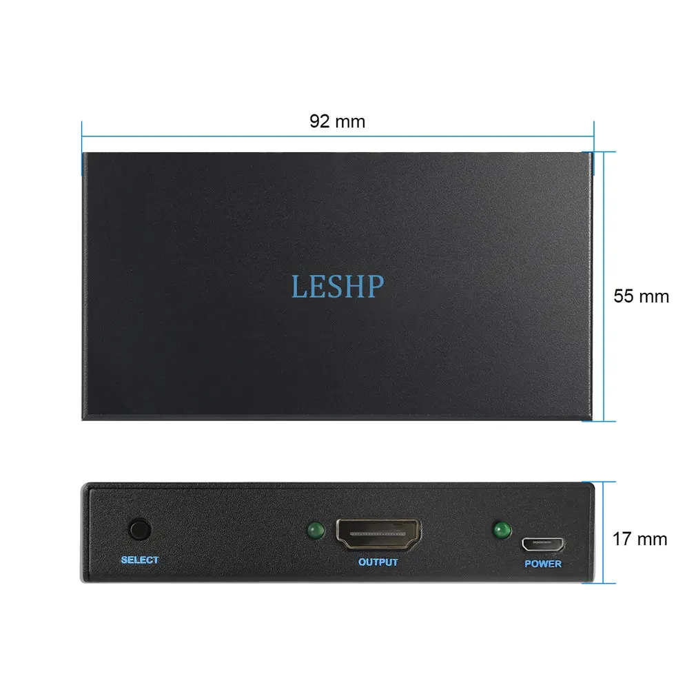 

Leshp Plug And Play Low Power Consumption 3 Channel 4K Hdmi Switcher 3 In 1 Three Port 1.4V Splitter Box Hub