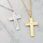 Простой крест ожерелье кулон для мужчин ожерелья с распятием цепь из нержавеющей стали пользовательское имя ожерелья чокеры