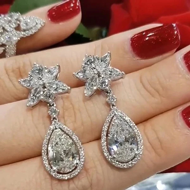 

Серьги-подвески Huitan с блестящими кубиками циркона, женские свадебные аксессуары вечности для помолвки, хорошее качество, модные украшения ...