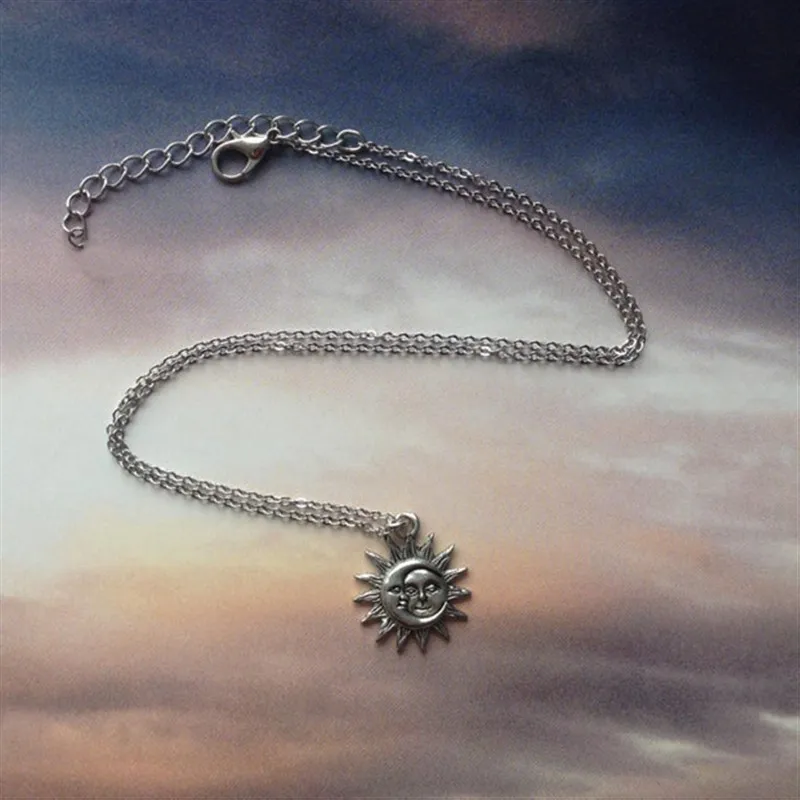 Silver Colour Sun And Moon Necklace Charm Celestial Jewelry Dainty Love Friendship Soulmate Gift For Her Fashion Women Men 2020 | Украшения